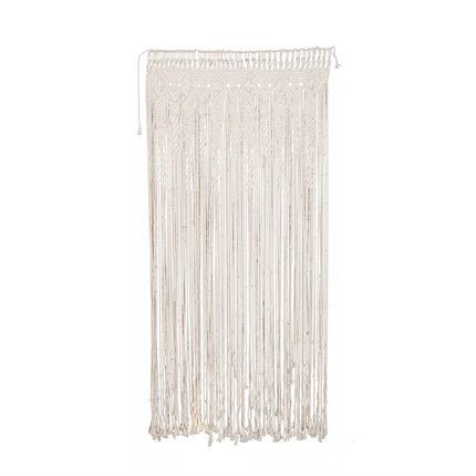Macrame Beaded Curtain Door Curtains Boho Wedding Backdrop Decor Beige 90x180cm