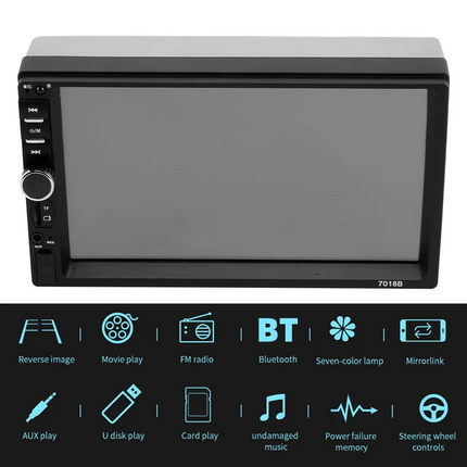 7" Double 2 DIN Bluetooth Head Unit Car Stereo Touch Screen Radio FM/TF/USB/AUX
