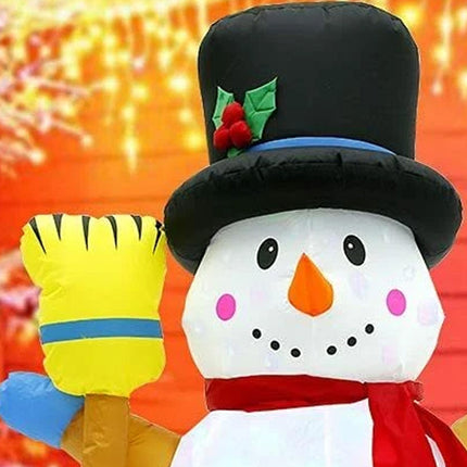 1.2m Snowman with broom Inflatable Christmas Outdoor Decorations Santa Snowman LED Lights Xmas Party