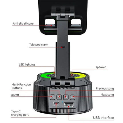 3-in-1 Phone Stand with Wireless Bluetooth Speaker & Charging Dock （Black）