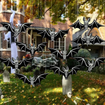 Hanging Bats Halloween Outdoor 10pcs Black Flying Bats Decor Glowing