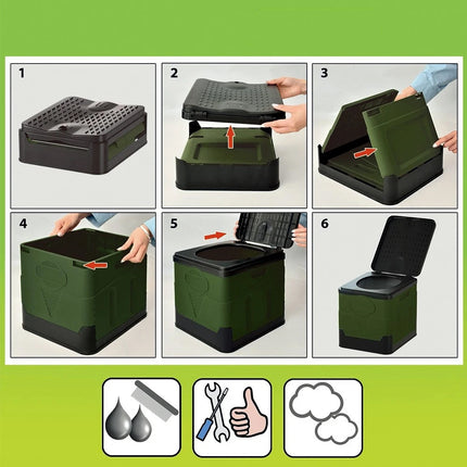 Portable Toilet Folding Outdoor Camping Toilet 20L Hygienic Travel Green