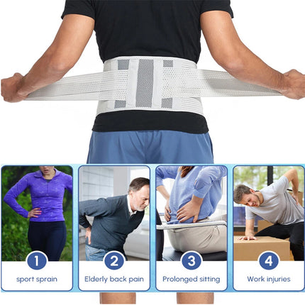 Therapy Lumbar Lower Back Brace Support Belt Sciatica Pain Relief Posture Unisex L