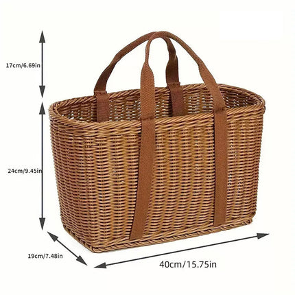 Imitation Rattan Woven Basket Shopping Basket Fruit Vegetable Storage Basket Large