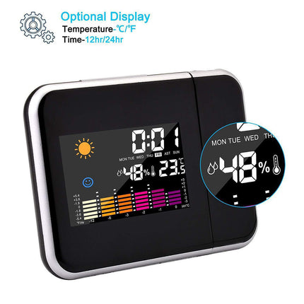 Smart Digital LED Projection Alarm Clock Temperature Time Projector LCD Display