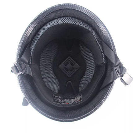 Motorcycle Cruiser Helmet Half Face German Helmet Motorcycle Helmet Bright Black （XL）