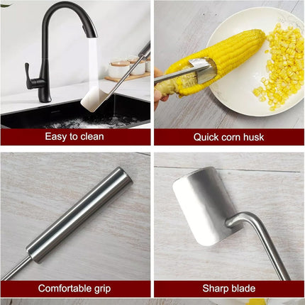 2PCS Corn Cutter Corn Peeler Stainless Steel Splitter Tool with Ergonomic Handle
