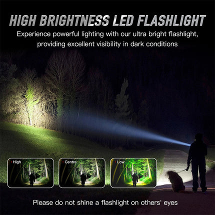 LED Flashlight Emergency Super Bright Torch Tactical Long Lamp 3 Mode Waterproof