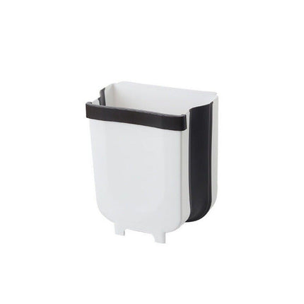 9L Foldable Hanging Trash Can Kitchen Cabinet Door Waste Bin Cupboard Basket White