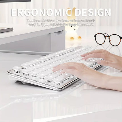 Backlit Gaming Keyboard Full Size 104Keys Silent Membrane USB Wired For PC White