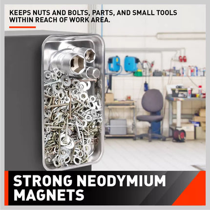 4Pc Stainless Steel Magnet Tool Tray Parts Holder Automotive Repair Tool