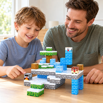 3D Building Blocks Winter Ice Castle 54 Pcs Cube Construction Toy Christmas Gift