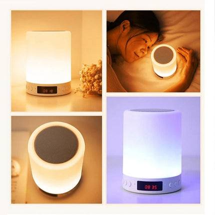 Touch Bedside LED Night Light Table Lamp Alarm Clock Bluetooth Music Speaker USB