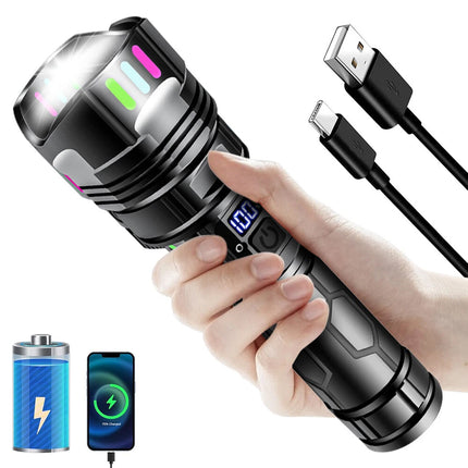 1500000lm LED Flashlight Torch Zoom Light Super Bright Camping Rechargeable Lamp