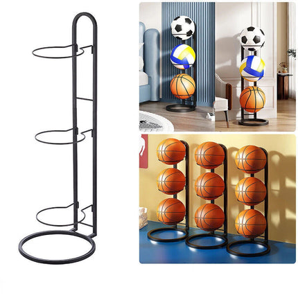 3 Tier Basketball Stand Ball Organizer Storage Rack Basketball Equipment Holder