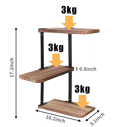 3 Tier Ledge Corner Shelf Modern Floating Wall Shelves Storage Display Shelving