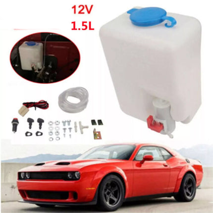 1.5L Car Windscreen Washer Bottle Kit Pump Universal Windshield Wiper Reservoir