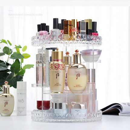 Acrylic Makeup Organiser 360° 3 Layer Rotating Clear Cosmetics Holder Storage