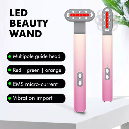 4-in1 Facial Wand LED Red Light Therapy Massage for Skin Care and Anti-Aging