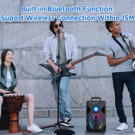 2000W 8" Bluetooth Speaker Stereo Subwoofer Heavy Bass Sound Karaoke Machine Mic