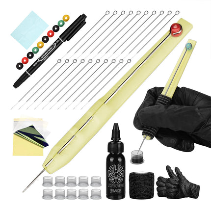 Hand Poke and Stick Tattoo Kit Clean Safe Stick Poke Tattoo Grommets Ink Tools