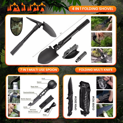 Professional Survival Kit 20 in 1 Tactical Gear for Camping Hunting Hiking