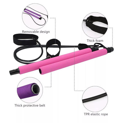 Portable Pilates Stretch Rope Gym Stick Yoga Exercise Bar Pilates Trainer Rope