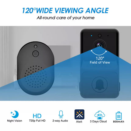 Wireless WiFi Video Doorbell Smart Phone Door Ring Intercom Security Camera Bell