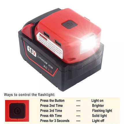 Dual USB Port Phone Charger Adapter Li-ion Battery For Milwaukee 18V/20V Battery