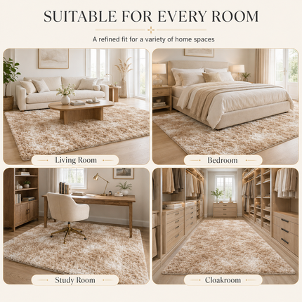Light Grey Fluffy Shaggy Area Rug Soft Plush Floor Carpet 200x230cm Living Room