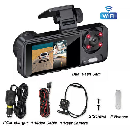 1080P Car Dash Camera DVR Video Recorder Front/Inside/Rear Three Cam G-sensor