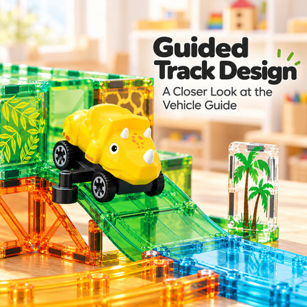 60 Pcs Kids Magnetic Tiles Building Blocks Dinosaur Vehicles Toy Christmas Gift