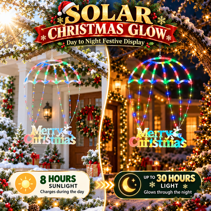 72cm Solar Merry Christmas LED Window Light Multicolour Hanging Xmas Decoration