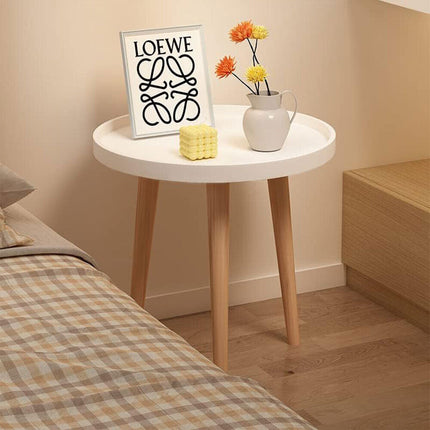 Bedside Tables Side Table Wood Bedroom Storage Nightstand Furniture Round Lamp