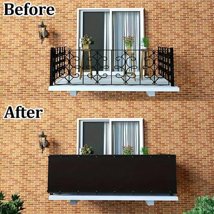 Balcony Privacy Screen Fence Mesh 5M For Balcony Windscreen Sun Shade UV-Proof (Black)
