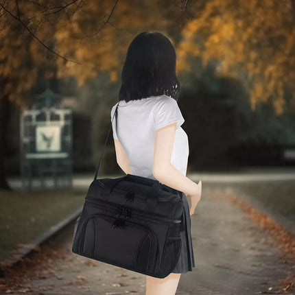 19L Dual Compartments Insulated Thermal Lunch Bags BPA Free Black