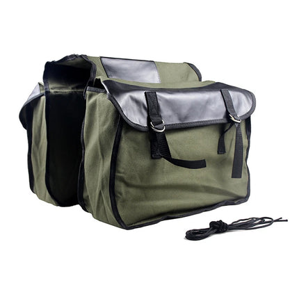 PU Motorcycle Side Saddle Bags Mountain Bike Rear Saddlebags Pannier Storage Bag  (Army green)
