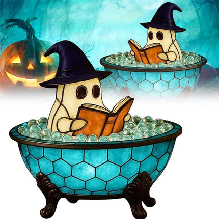 Cute Ghost Bubble Bath Lamp Light Up Ghost Halloween Table Decorations Shelf