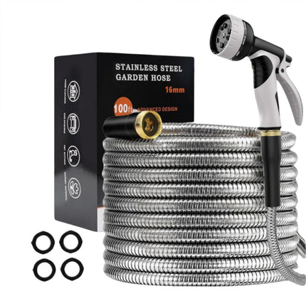 50FT Stainless Steel Water Hose Pipe Metal Garden Flexible Heavy Duty