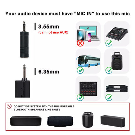 2X Wireless Microphone Handheld Cordless Professional Mic Receiver Karaoke