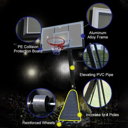 Professional Adjustable Height Basketball Hoop Stand Metal Portable 2.45m-3.05m