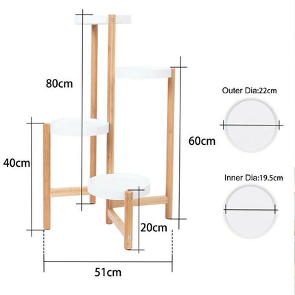 4 Tier Tall Plant Stand Bamboo Corner Plant Shelf Flower Stand Indoor Outdoor