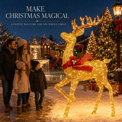 180 mm Solar Powered LED Christmas Reindeer Decor Lighted Iron Frame Indoor Outdoor