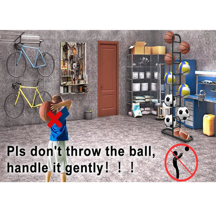 Ball  Rack Basketball Holder Garage Sports Organizer 9-Ball Display Stand