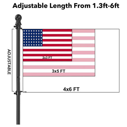 1.8M Flag Pole Kit for House Stainless Steel Flag Pole Holder Outdoor Wall Mount