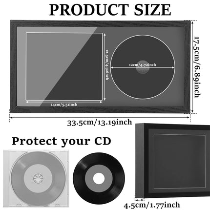 CD Frame Display Case Wood CD Display Frame With Bracket Hook Double