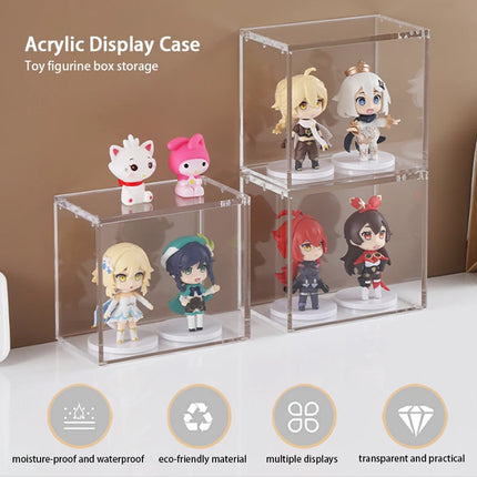 Clear Acrylic Display Case for Collectibles Figure with Magnetic Lid Stackable