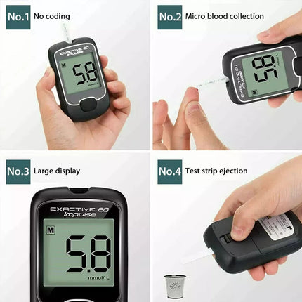 Blood Glucose Monitor Diabetes Testing Kit Blood Sugar Tester With 50 Test Strip