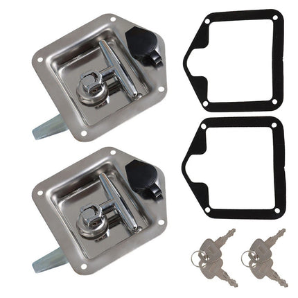 2X T Handle Locks Tool Box Stainless Steel & Keys Tool Box Camper Trailer UTE