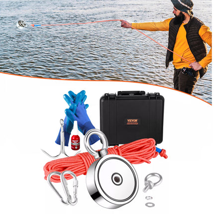 Magnet Fishing Kit 1200lbs Pulling Double Sided Fishing Magnet 2.95" Dia